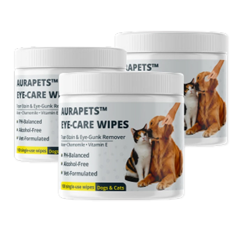 3x AuraPets Eye Care Wipes