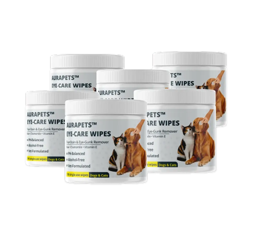 6x AuraPets Eye Care Wipes
