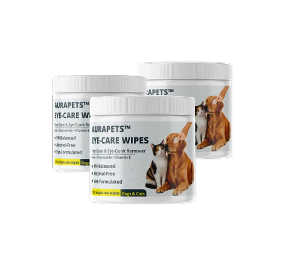 3x AuraPets Eye Care Wipes