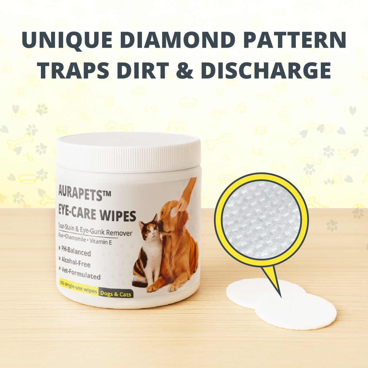 Dog Eye Wipes To Gently Clean Tear Stains, Boogers & Calm Irritation